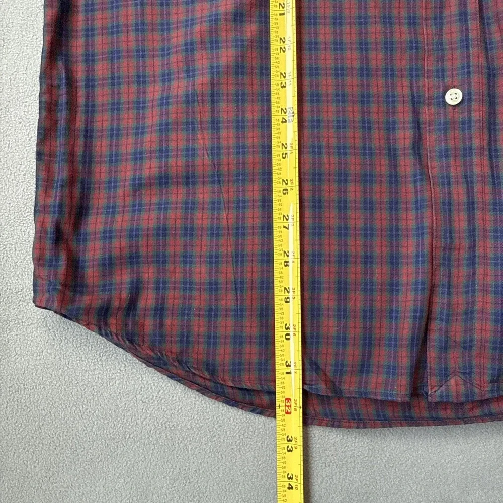Polo Ralph Lauren Shirt Mens Medium Red Tartan Plaid Lowell Sport Sleeved Cotton